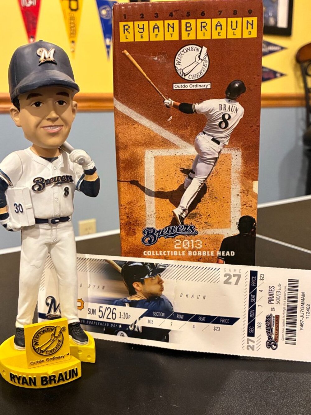 Milwaukee Brewers Ryan Braun Bobble Head and Ticket